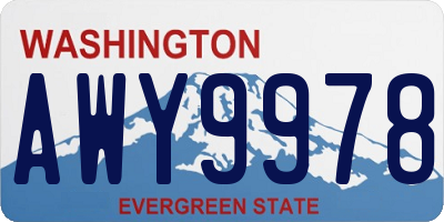 WA license plate AWY9978
