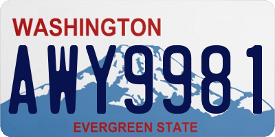 WA license plate AWY9981