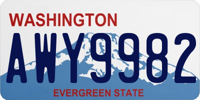 WA license plate AWY9982