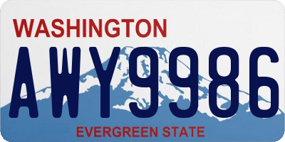 WA license plate AWY9986