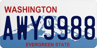WA license plate AWY9988