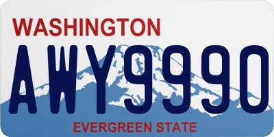 WA license plate AWY9990