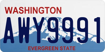WA license plate AWY9991