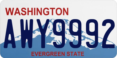 WA license plate AWY9992