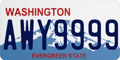 WA license plate AWY9999