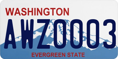 WA license plate AWZ0003