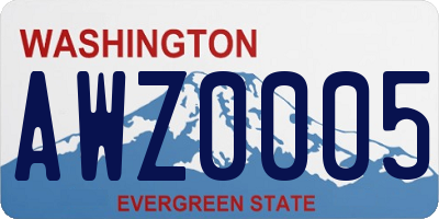 WA license plate AWZ0005