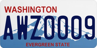WA license plate AWZ0009