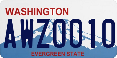 WA license plate AWZ0010