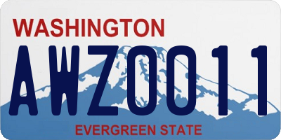 WA license plate AWZ0011