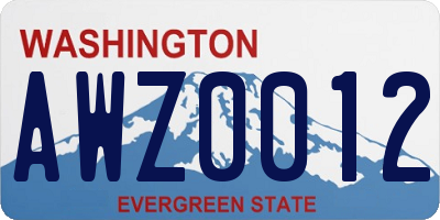 WA license plate AWZ0012