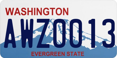 WA license plate AWZ0013