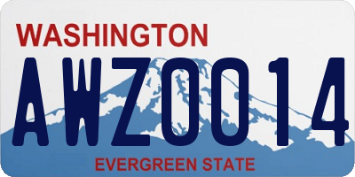 WA license plate AWZ0014