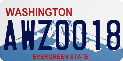 WA license plate AWZ0018