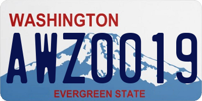 WA license plate AWZ0019