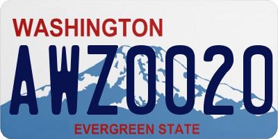 WA license plate AWZ0020