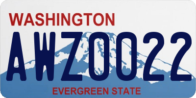 WA license plate AWZ0022