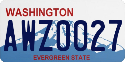 WA license plate AWZ0027