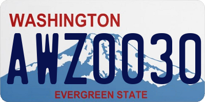 WA license plate AWZ0030