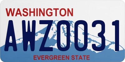 WA license plate AWZ0031