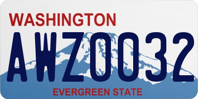 WA license plate AWZ0032