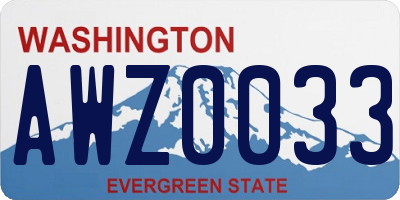 WA license plate AWZ0033
