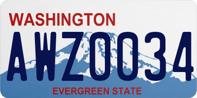 WA license plate AWZ0034