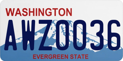 WA license plate AWZ0036