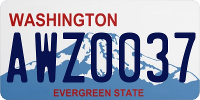 WA license plate AWZ0037
