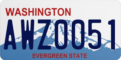 WA license plate AWZ0051