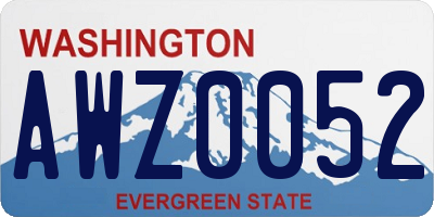 WA license plate AWZ0052