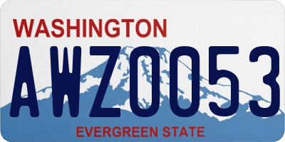 WA license plate AWZ0053