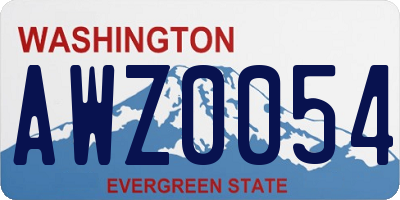 WA license plate AWZ0054