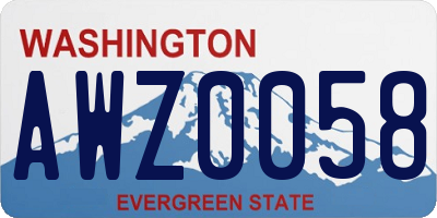 WA license plate AWZ0058