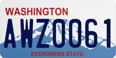 WA license plate AWZ0061
