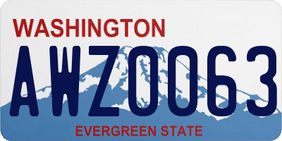 WA license plate AWZ0063