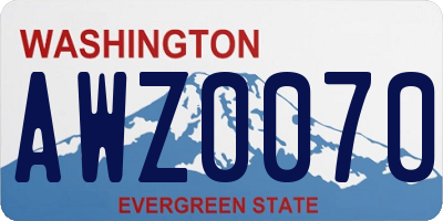WA license plate AWZ0070