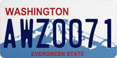 WA license plate AWZ0071