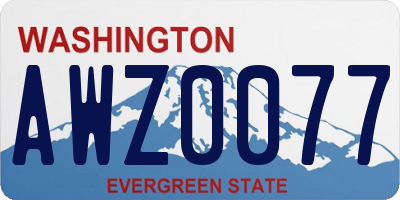 WA license plate AWZ0077