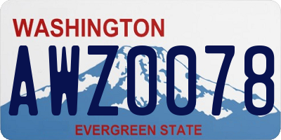 WA license plate AWZ0078