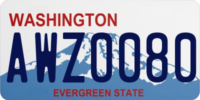 WA license plate AWZ0080