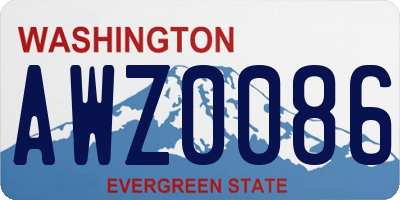 WA license plate AWZ0086