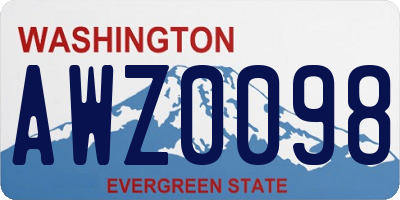 WA license plate AWZ0098