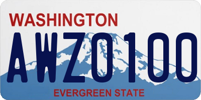 WA license plate AWZ0100