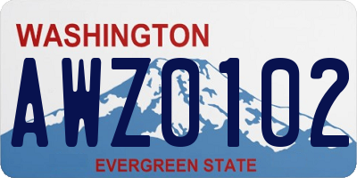 WA license plate AWZ0102