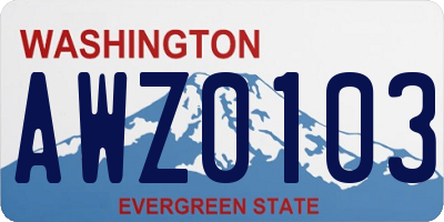 WA license plate AWZ0103