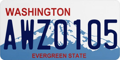 WA license plate AWZ0105