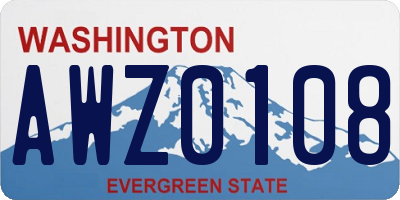 WA license plate AWZ0108