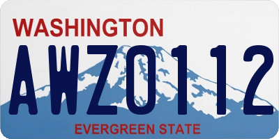 WA license plate AWZ0112