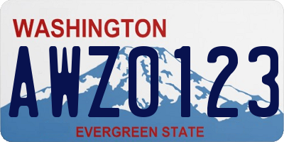 WA license plate AWZ0123